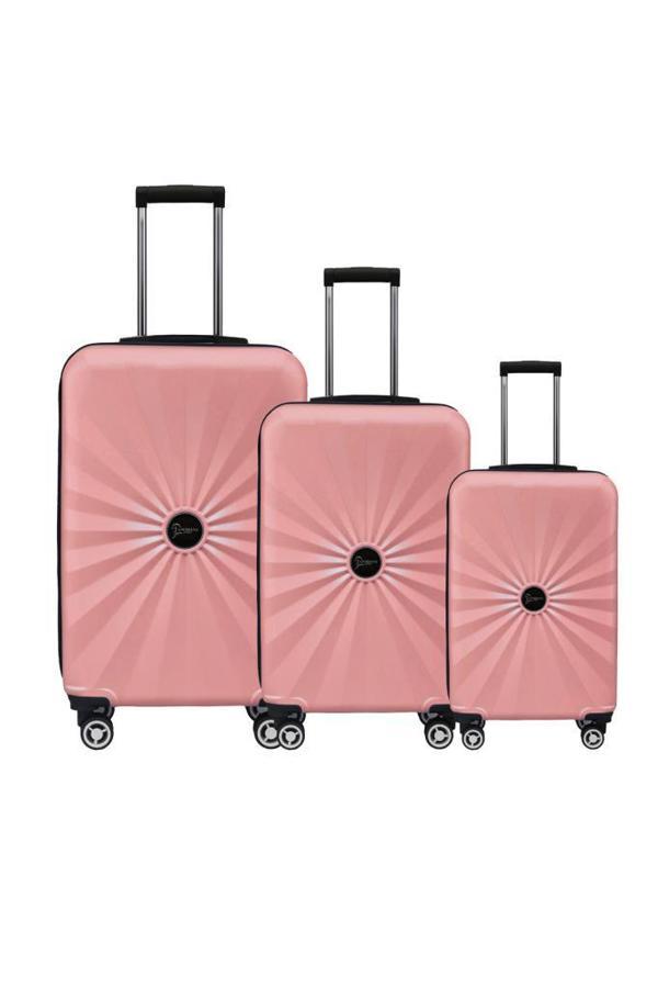 3'lü Valiz Seti Polikarbon Valiz 4x2 Teker Rose 1809 - Image 1