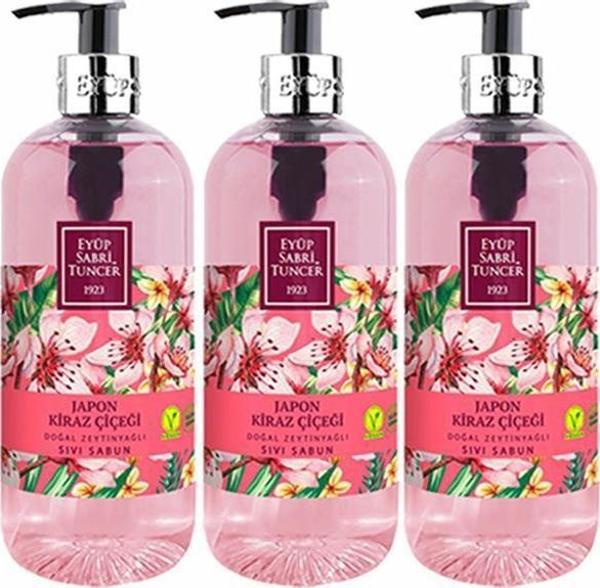 Eyüp Sabri Tuncer Doğal Zeytinyağlı Sıvı Sabun Japon Kiraz Çiçeği 500 ml x 3 Adet - Image 1
