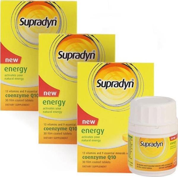 Supradyn Multivitamin Mineral ve Koenzim Q10 İçeren 30 Tablet | 3 Adet - Image 1