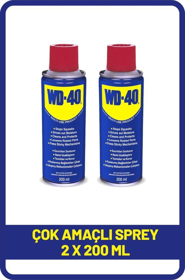 WD-40 Çok Amaçlı Temizleyici ve Yağlayıcı Sprey - 200 ml x 2 Adet | Pas Sökücü ve Koruyucu - Image 1