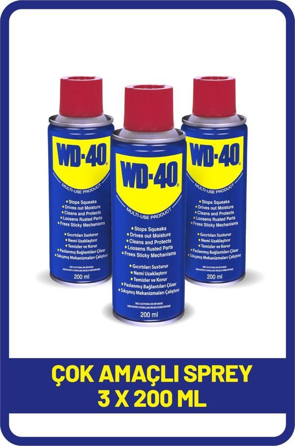 WD-40 Çok Amaçlı Temizleyici ve Yağlayıcı Sprey 200 ml x 3 adet - Image 1