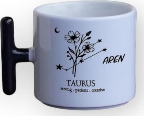 Dearens Boğa Burcu Ruhunu Taşıyan İsimli Kupa Beyaz Afilli Kupa - Image 1
