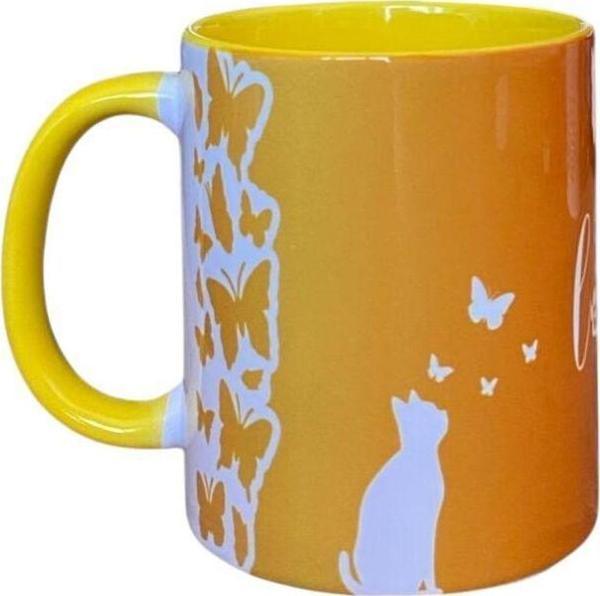 Dearens Love Cat Gerçek Sevgi Kupası Sarı - Image 1
