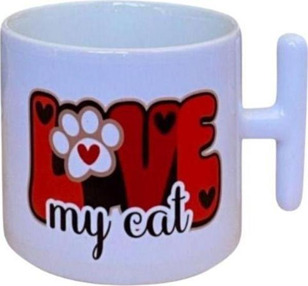 Dearens Love My Cat Baskılı Kupa Beyaz - Image 1