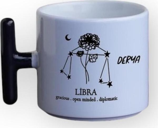 Dearens Terazi Burcu Ruhunu Taşıyan İsimli Kupa Beyaz T kupa - Image 1