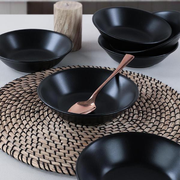 Keramika Mat Siyah Hitit Yemek Tabağı 18 Cm 6 Adet - Image 1