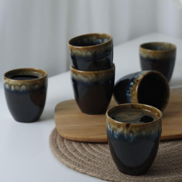 Keramika Shizen Siyah Latte Kupa 8 Cm 6 Adet Q29 - Image 1