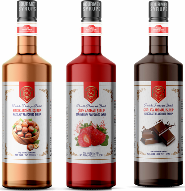 Nish Fındık Çilek Çikolata Şurupları 3 x 700 ML - Pet Şişe - Image 1