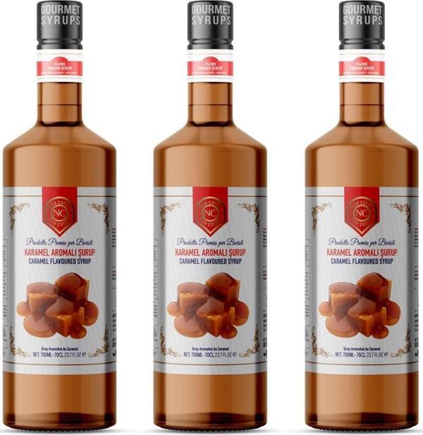 Nish Karamel Aromalı Şurup 3 x 700 ML - Pet Şişe - Image 1