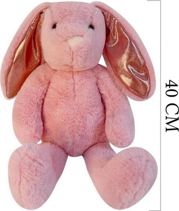 1552P Nordik Peluş Tavşan 40 cm Pembe -Selay Oyuncak - Image 1