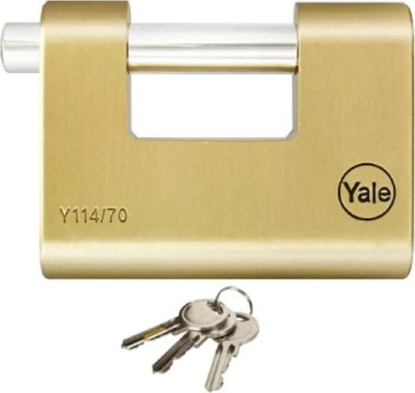 Yale 70 mm oval kayar pimli milli prinç sarı asma kilit - Image 1