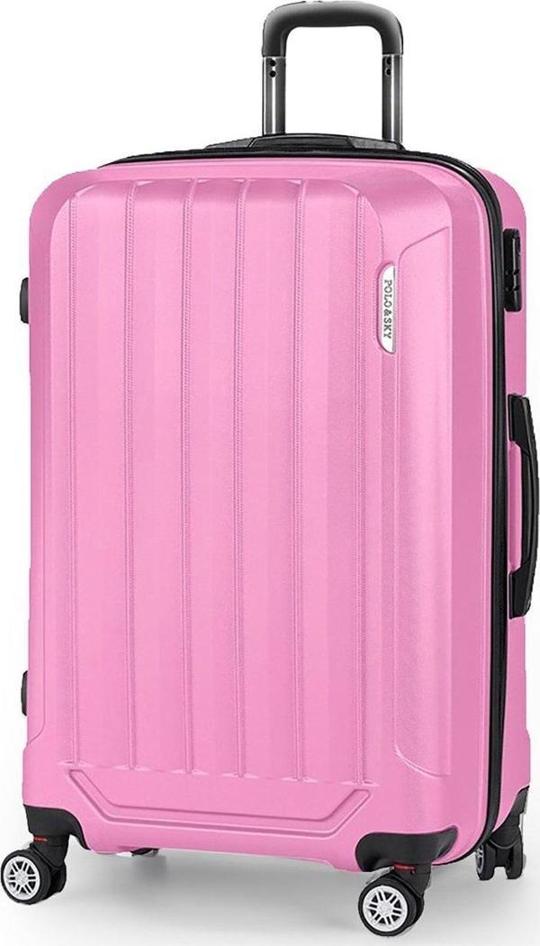 Polo&Sky Spring Model Pembe Renk Orta Boy Valiz Bavul - Image 1