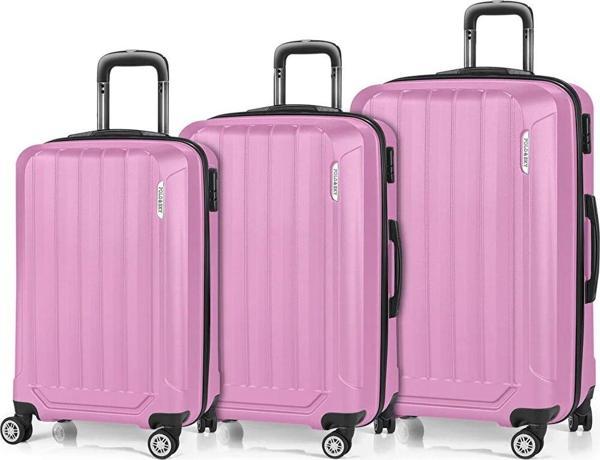 Spring Model Pembe Renk 3'lü Valiz Seti Kabin - Orta - Büyük - Image 1