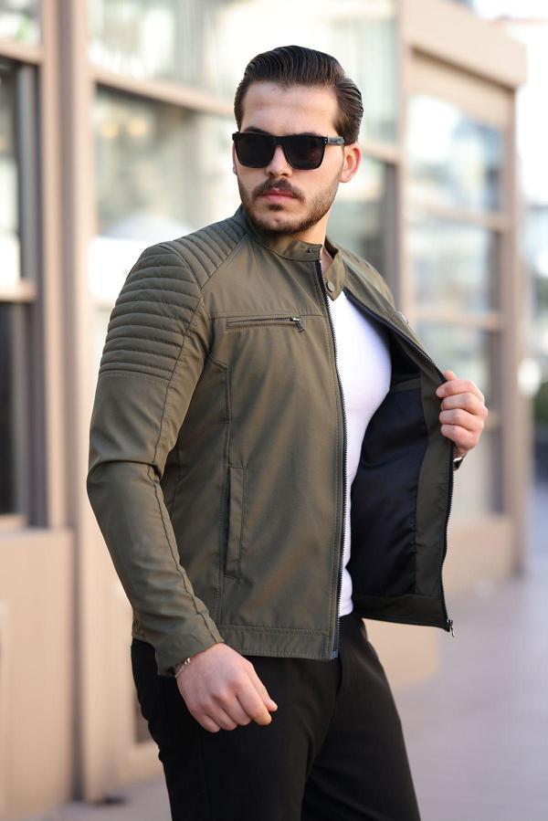 Mero Life Erkek Haki Su Ve Rüzgar Geçirmez Slim Fit Astarlı Mevsimlik Mont - Image 1