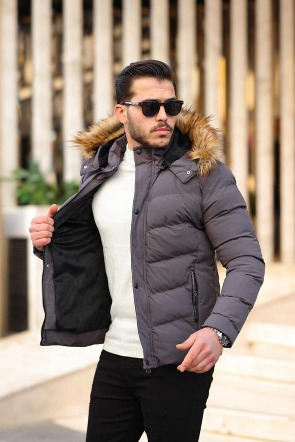 Mero Life Erkek Kapüşonlu Su Ve Rüzgar Geçirmez Şişme Mont Kaban - Image 1