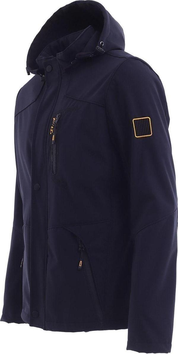 Mero Life Erkek Lacivert Kapüşonlu Outdoor Su Ve Rüzgar Geçirmez Softshell Spor Mont - Image 1