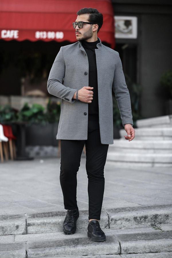 Mero Life Erkek Gri Yeni Sezon Kaşe Kaban - Image 1