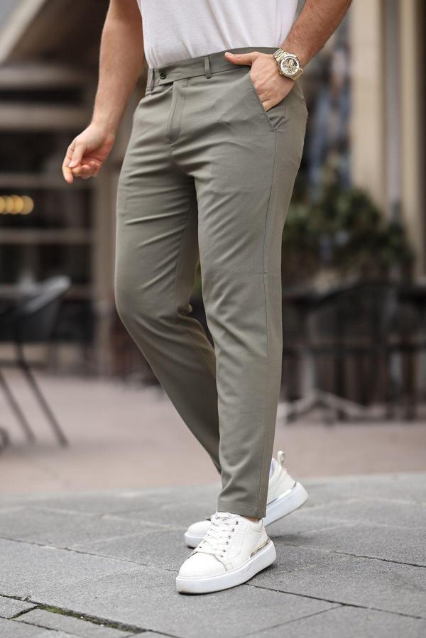 Mero Life Erkek Haki Italyan Kesim Slim Fit Kaliteli Esnek Likralı Bilek Boy Kumaş Pantolon - Image 1