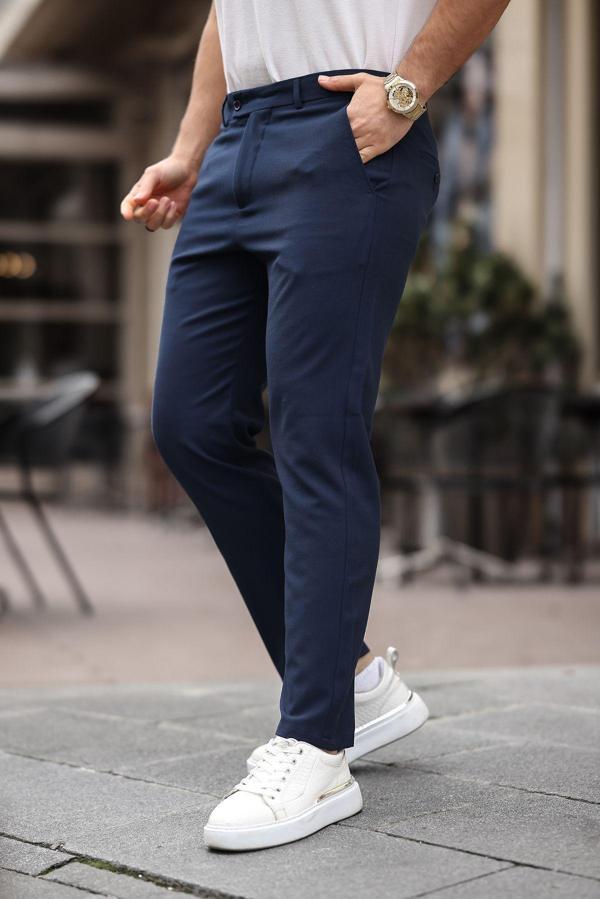 Mero Life Erkek Lacivert Italyan Kesim Slim Fit Kaliteli Esnek Likralı Bilek Boy Kumaş Pantolon - Image 1