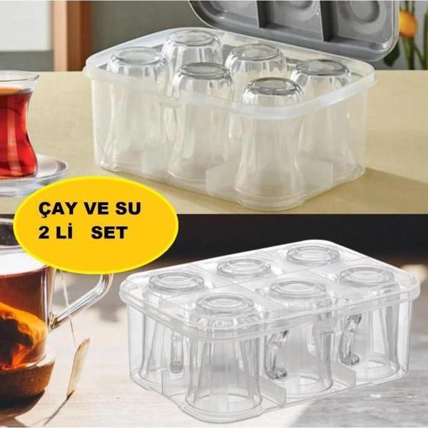 Kapris Çay Bardağı Ve Su Bardağı Taşıma Aparatı 2Li Set (Piknik Seti) - Image 1