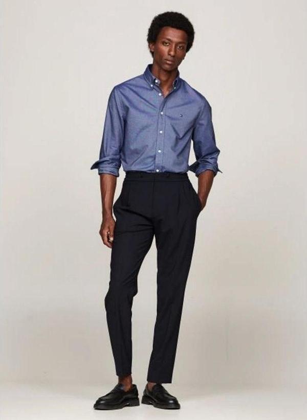 Tommy Hilfiger erkek solid heritage oxford  gömlek Lacivert - Image 1