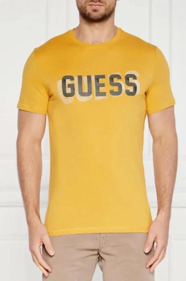 Guess Erkek  Önü Logolu  Sarı T-Shirt - Image 1