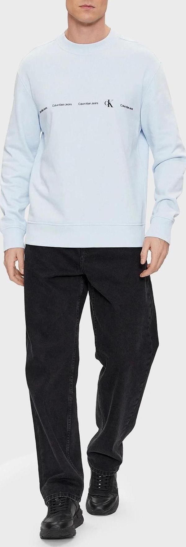 Calvin Klein Erkek Bisiklet Yaka Buz Mavisi Sweatshirt - Image 1