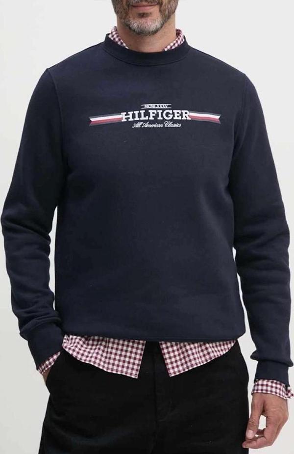 Tommy Hilfiger Erkek Stripe Lacivert Sweatshirt - Image 1