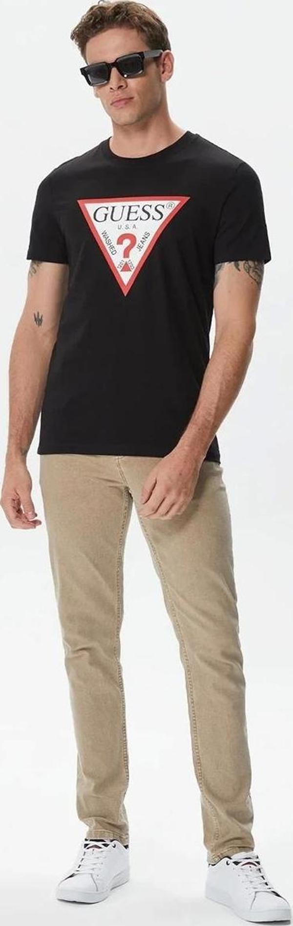 Guess Original Logo Erkek Siyah T-Shirt - Image 1