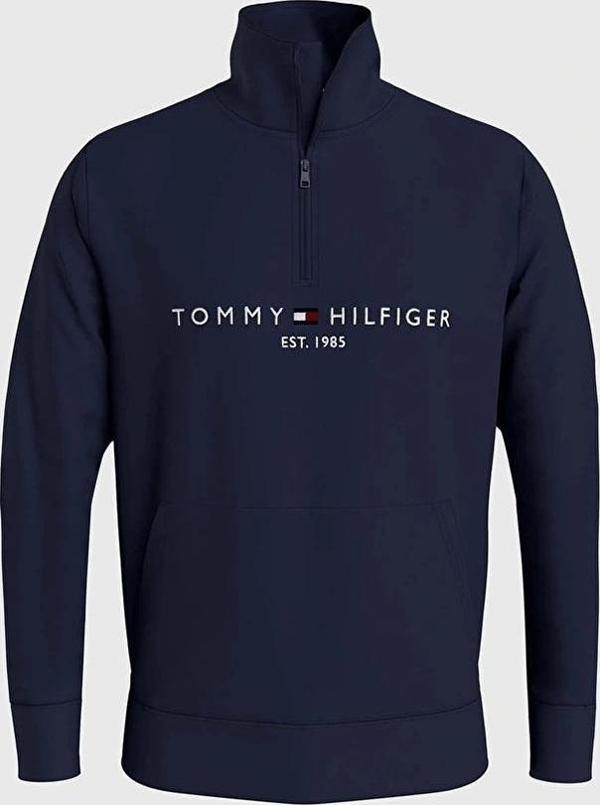 Tommy Hilfiger Erkek Dik Yaka Mavi Sweatshırt - Image 1