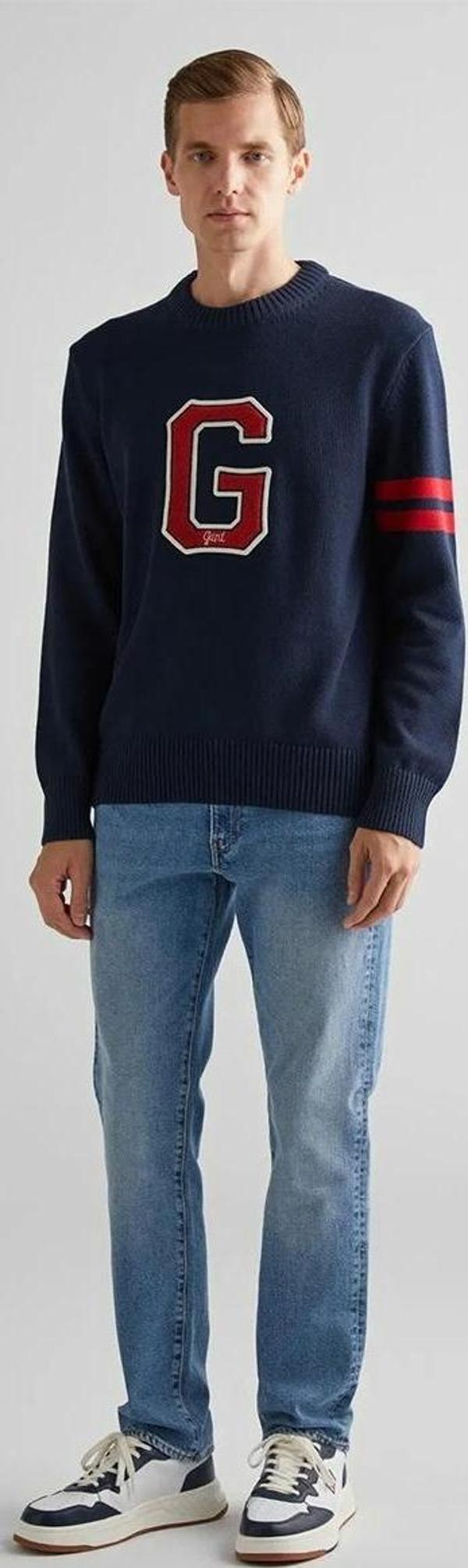 Gant Erkek Lacivert Relaxed Fit Kazak - Image 1