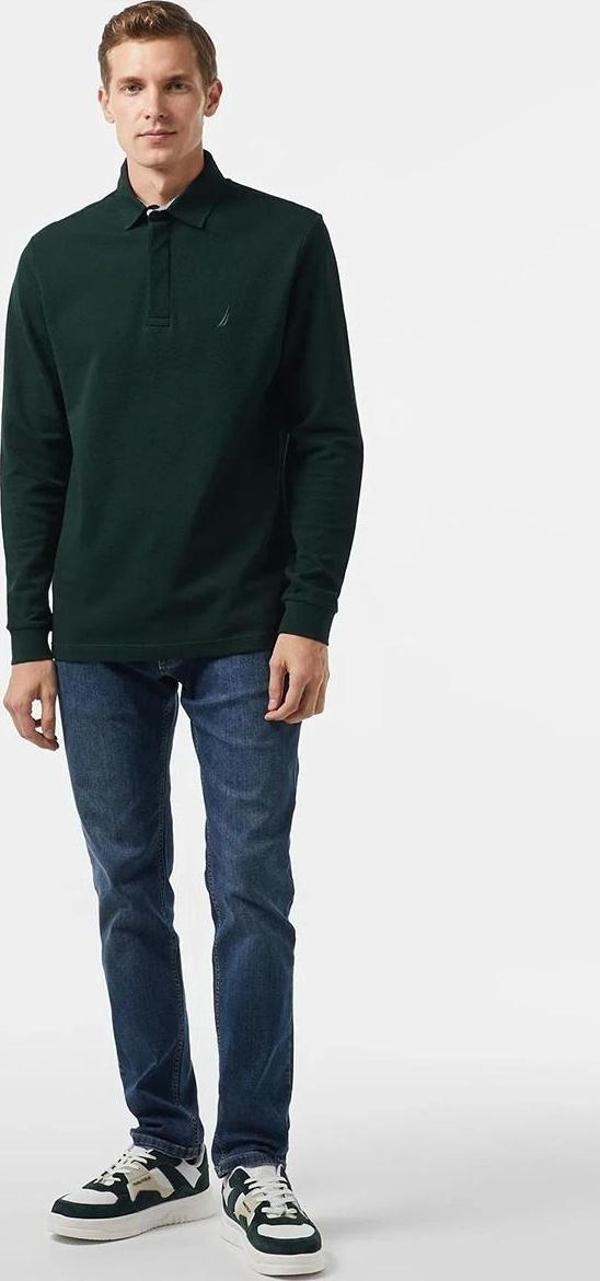 Nautica Erkek Yeşil Slim Fit Polo Sweatshirt - Image 1