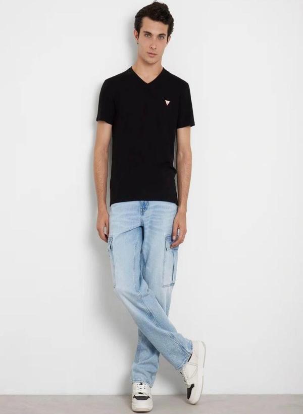 Guess Erkek Siyah Dar Fit T-Shirt - Image 1