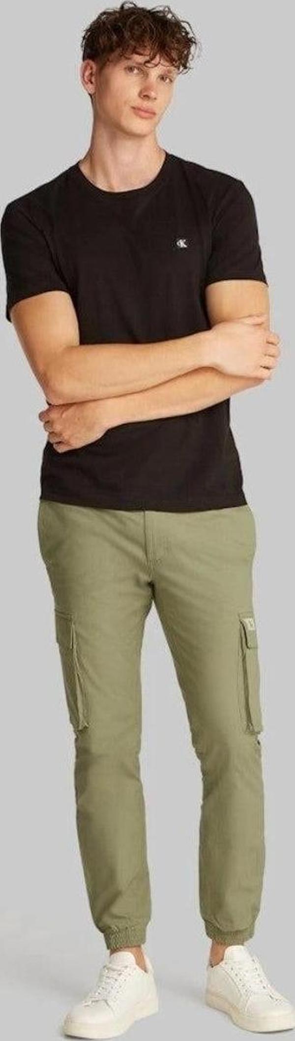 Calvin Klein Erkek Skinny Fit Kargo Yeşil Pantolon - Image 1