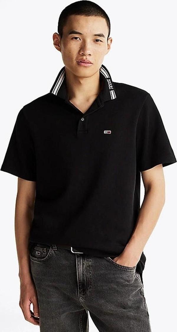 Tommy Hilfiger Erkek Siyah Regular Fit Polo Yaka T-Shirt - Image 1