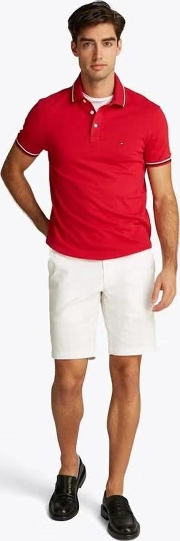 Tommy Hilfiger Erkek Kırmızı Polo Yaka T-Shirt - Image 1