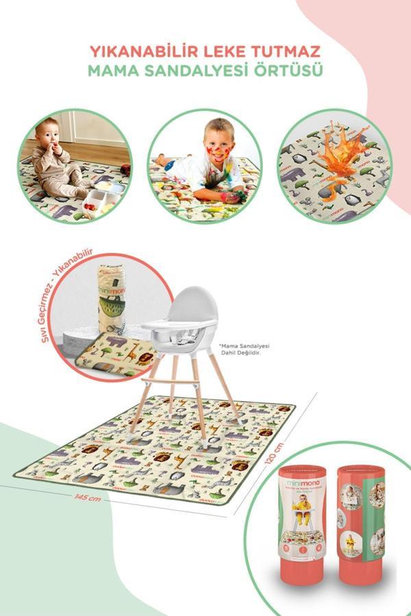 Minimono Mama Sandalyesi Altı Ve Aktivite Bakım Örtüsü - Sıvı Geçirmez Yıkanabilir - 145X120Cm - Image 1