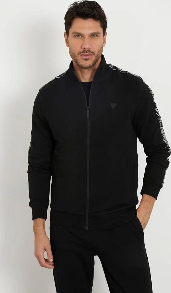 Guess Erkek Siyah Dik Yaka Zip Ceket - Image 1