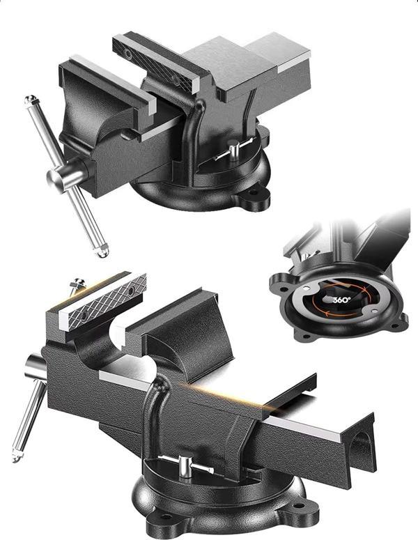 Germany Style Premium Büyük Boy 200mm 8" 360" Dönerli Taban Dövme Çelik Sabit Tezgah Masa Mengenesi - Image 1