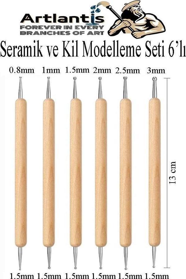 Seramik Kil Çömlek Şekillendirici 6 lı 1 Paket Seramik Modelaj Oyma Seti Heykel Hobi Tasarım Deri Oyma Çizim Kalemi - Image 1