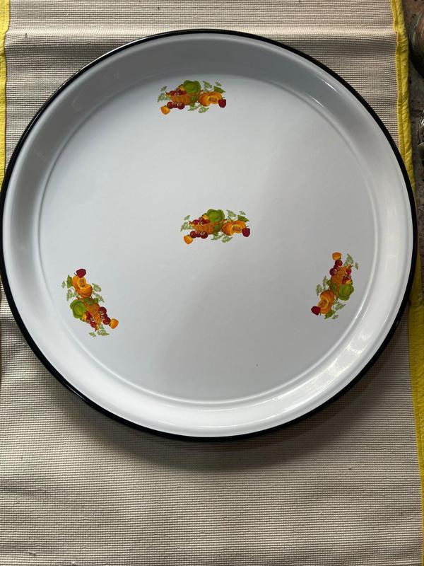  Emaye Sini Sofra, Yemek Sunum Tepsi, Yer Sofrası Çinko ~60 cm - Image 1