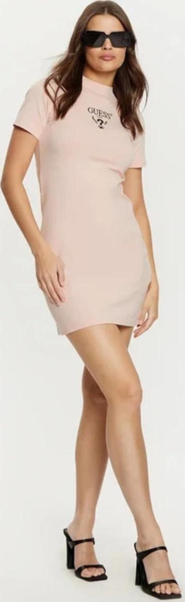 Guess Kadın Pembe Logolu Mini Elbise - Image 1