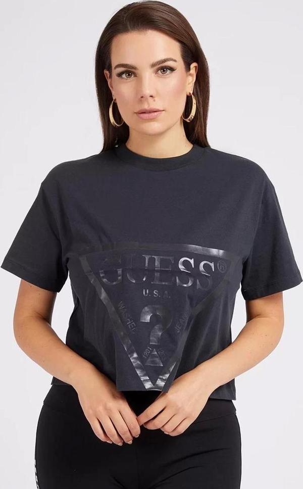 Guess Adele Crop Kadın Siyah T-Shirt - Image 1