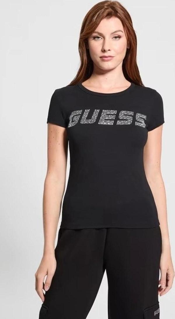 Guess Kadın Siyah Logolu T-Shirt - Image 1