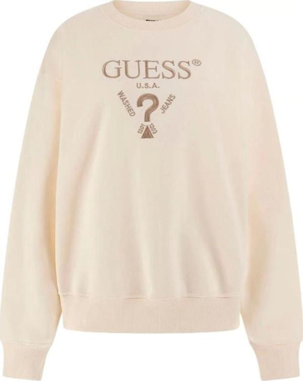 Guess Kadın Bej Logolu Sweatshirt - Image 1