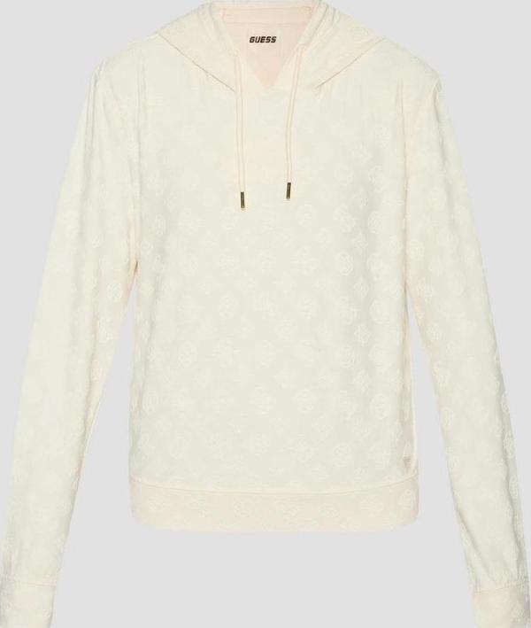 Guess Kadın Bej 4G Logolu Kapşonlu Sweatshirt - Image 1