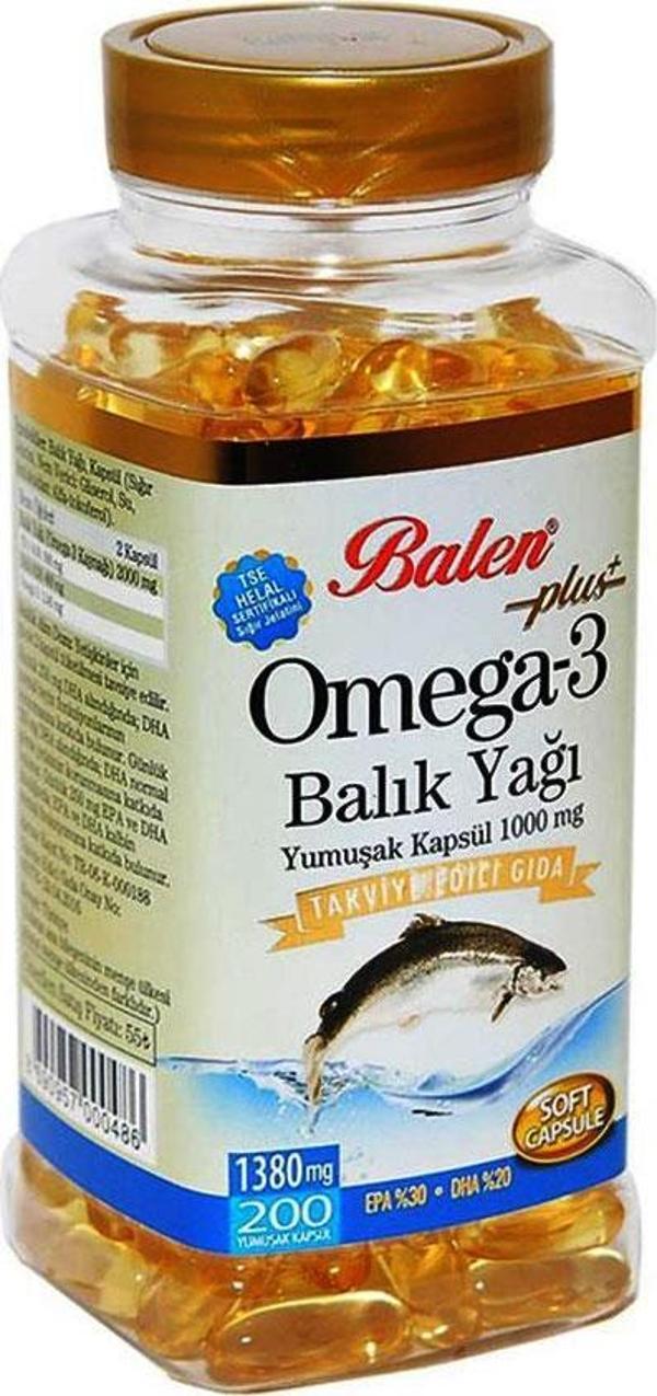 Balen Plus+ Omega-3 Balık Yağı Yumuşak Kapsül 200 Kapsül x 1380mg - Image 1