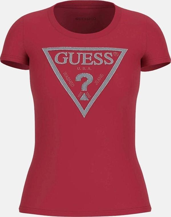 Guess Kadın Kırmızı Logolu T-Shirt - Image 1