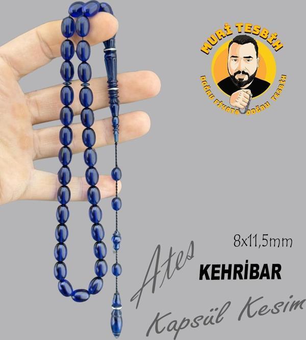 GÜMÜŞ TASARIM ATEŞ KEHRİBAR KAPSÜL KESİM 8X11,50 - Image 1