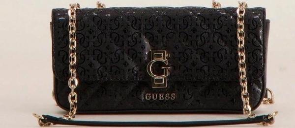 Guess Kadın Siyah Bessey 4G Logolu Rugan Mini Çapraz Çanta - Image 1